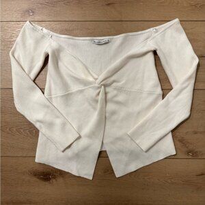 NWOT Abercrombie Off-The-Shoulder Twist Ribbed Sweater Top/Y2K/ Sold Out Online